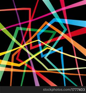 Vector geometric abstract confusion colorful, black background