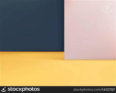Vector Geometric Background, Duo Layers in Yellow Light Pink & Dark Blue
