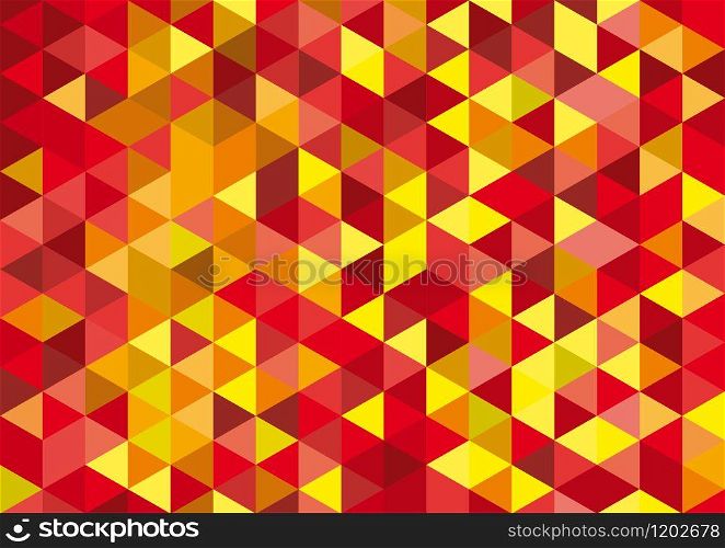Vector geometric background, mosaic of triangles and cubes in red