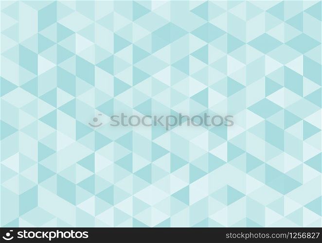 Vector geometric background, mosaic of triangles and cubes in soft blue
