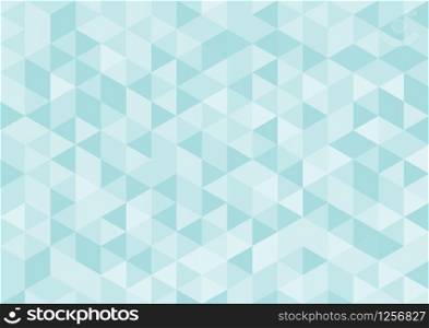 Vector geometric background, mosaic of triangles and cubes in soft blue