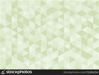 Vector geometric background, mosaic of triangles and cubes in soft green