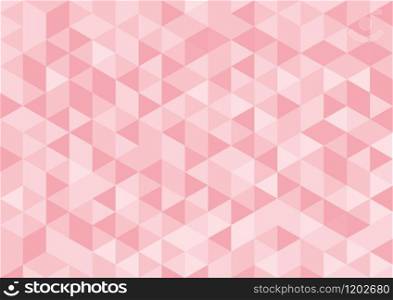 Vector geometric background, mosaic of triangles and cubes in soft red