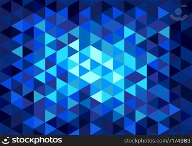 Vector geometric background, mosaic on glass with light in blue