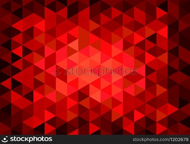 Vector geometric background, mosaic on glass with light in red