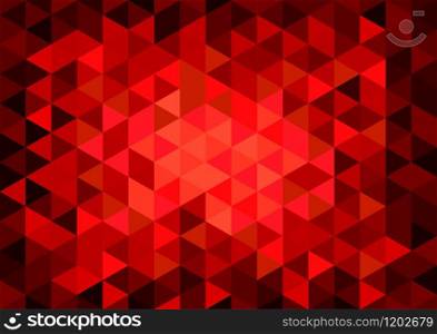 Vector geometric background, mosaic on glass with light in red