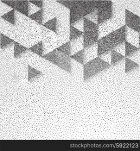 Vector geometric background . Vector abstract geometric background with cubes. Retro style design for poster or cover. Stipple effect