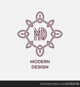 Vector geometric frame in mono line style. Monogram design element. Vector illustration. Vector geometric frame in mono line style. Monogram design element. Vector illustration EPS 10