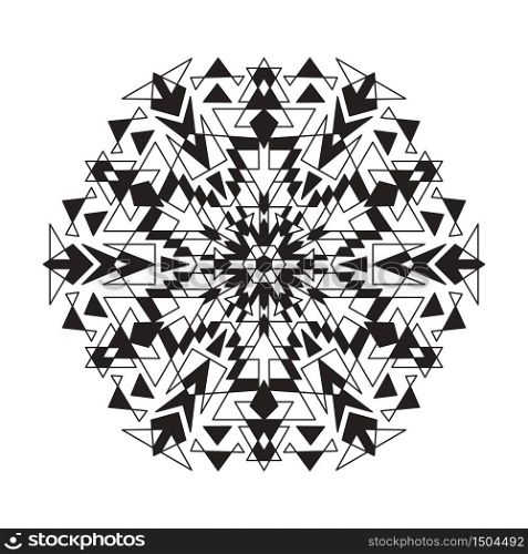 Vector Geometric Ornamental Mandala Design on White. Colouring Page