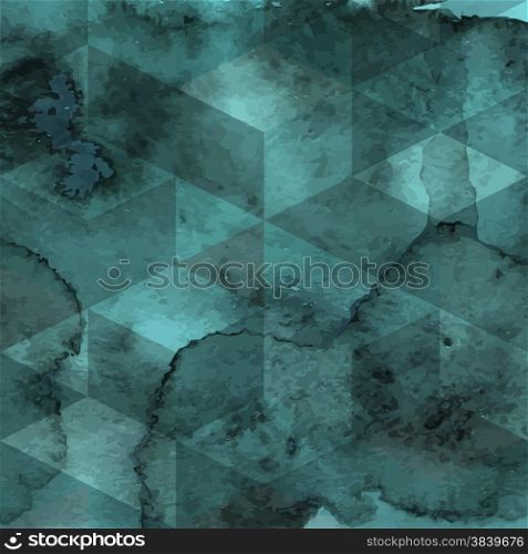 Vector Geometric Pattern on Watercolor Background