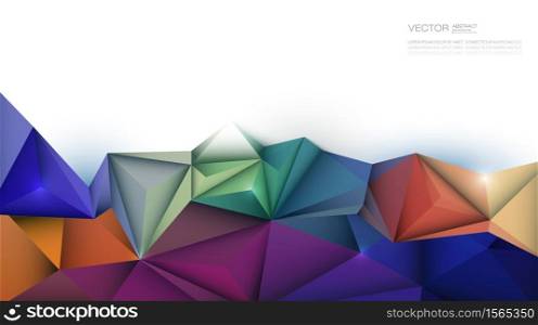 Vector Geometric, Polygon ( polygonal ), Triangle pattern shape. Multicolored, blue, yellow and green in low poly background. Blank space for content, banner, template, business, network, web design