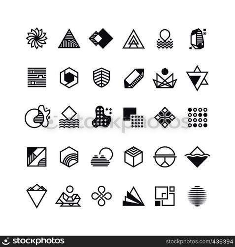 Vector geometric shapes and symbols. Geometrical logos vector set