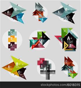Vector geometrical banner set - paper style elements for infographic, business or web layouts, labels
