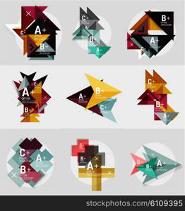 Vector geometrical banner set - paper style elements for infographic, business or web layouts, labels