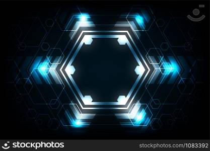 Vector geometry in a technology concept on a dark blue background.