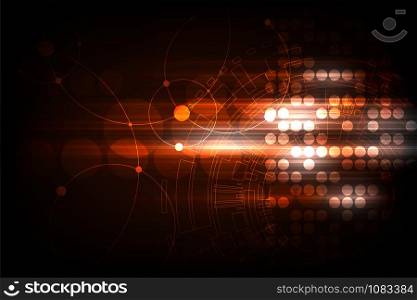 Vector geometry in a technology concept on a dark orange background.