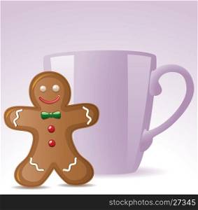 vector gingerbread cookie and a cup