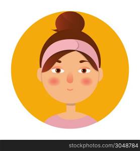 Vector. Girl icon. Woman avatar, face icon. Cartoon style. . Girl icon. Woman avatar, face icon. Cartoon style. Vector