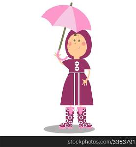 Vector. Girl walking with umbrella 19