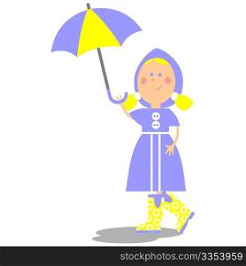 Vector. Girl walking with umbrella 20