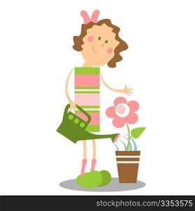 Vector. Girl with flower color 14