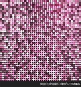Vector glamorous abstract retro vintage pixel mosaic background of sparkling sequins for design. Pink disco shiny lights. Multicolor texture. . Vector glamorous abstract retro vintage pixel mosaic background of sparkling sequins for design. Pink disco shiny lights. Multicolor circles texture.