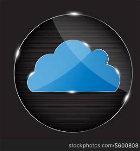 Vector glass button with cloud icon.