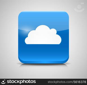 Vector Glass Button with Cloud Icon. EPS10