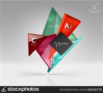 Vector glass triangles composition on grey 3d background. Vector glass triangles composition on grey 3d background. Abstract background for workflow layout, diagram, number options or web design