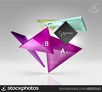 Vector glass triangles composition on grey 3d background. Vector glass triangles composition on grey 3d background. Abstract background for workflow layout, diagram, number options or web design