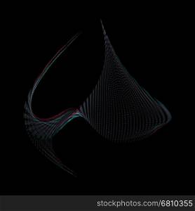 vector glitch anaglif warped parametric shape abstract fish waves black background decoration&#xA;