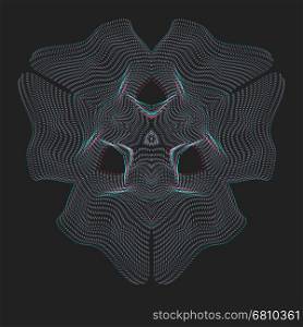 vector glitch anaglif warped parametric shape abstract shape waves black background decoration&#xA;