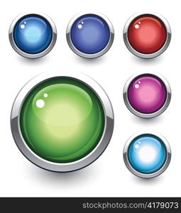 vector glossy button in different color