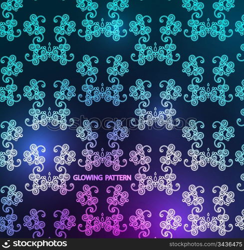 Vector glowing damask pattern