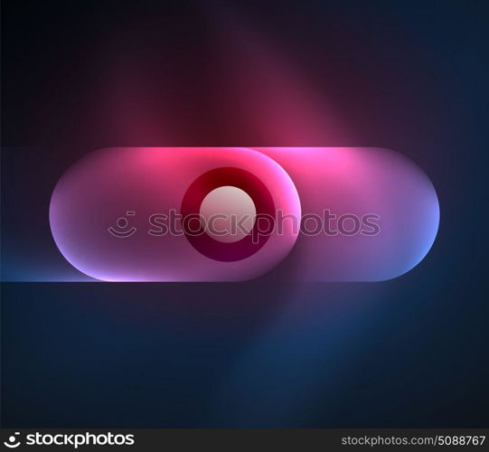 Vector glowing geometric shapes background. Vector glowing geometric shapes - round elements and circles on dark background