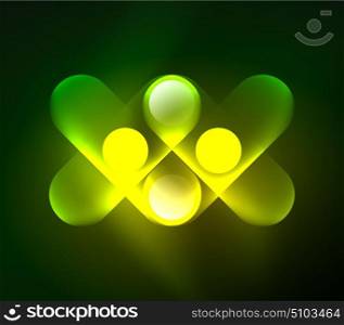 Vector glowing geometric shapes background. Vector glowing geometric shapes - round elements and circles on dark background