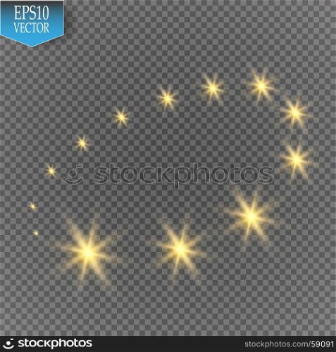 Vector glowing stars, lights and sparkles. Transparent effects. Vector glowing stars, lights and sparkles on transparent backgroubd. Transparent effects