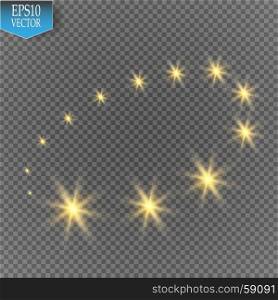 Vector glowing stars, lights and sparkles. Transparent effects. Vector glowing stars, lights and sparkles on transparent backgroubd. Transparent effects