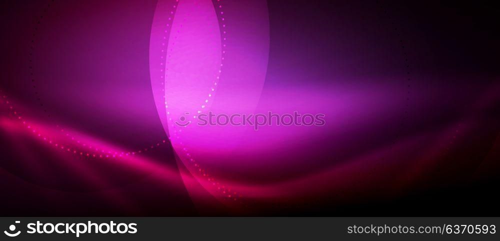 Vector glowing wave neon flowing curve background. Vector purple glowing wave neon flowing curve background, light effects template