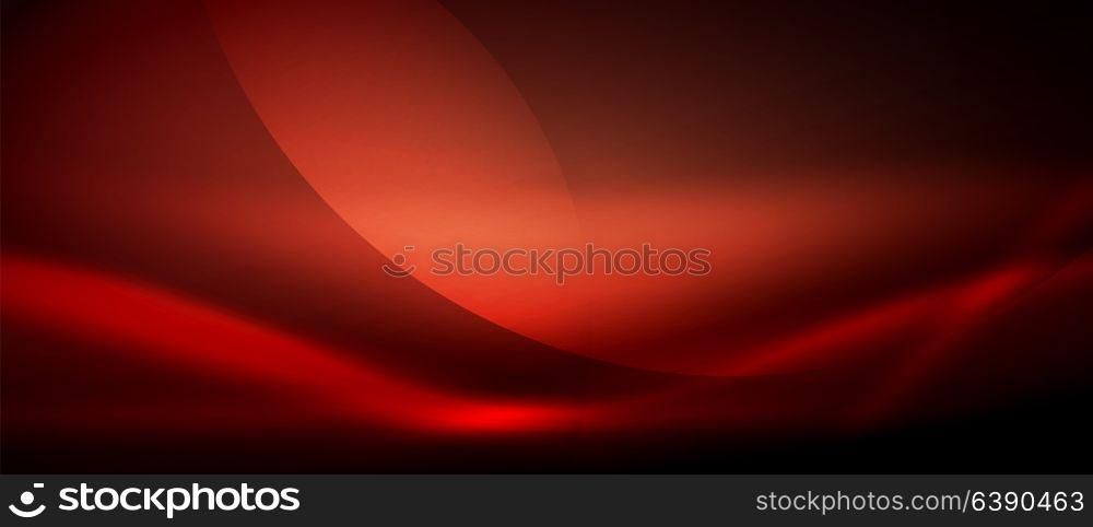 Vector glowing wave neon flowing curve background. Vector red glowing wave neon flowing curve background, light effects template