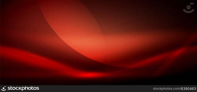 Vector glowing wave neon flowing curve background. Vector red glowing wave neon flowing curve background, light effects template