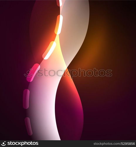 Vector glowing wave, smoke design wavy lines. Vector glowing wave, smoke design wavy lines. Shiny silk wavy line abstract background, wallpaper with wave shape and light effects, smooth style