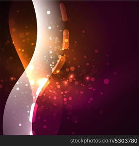 Vector glowing wave, smoke design wavy lines. Vector glowing wave, smoke design wavy lines. Shiny silk wavy line abstract background, wallpaper with wave shape and light effects, smooth style