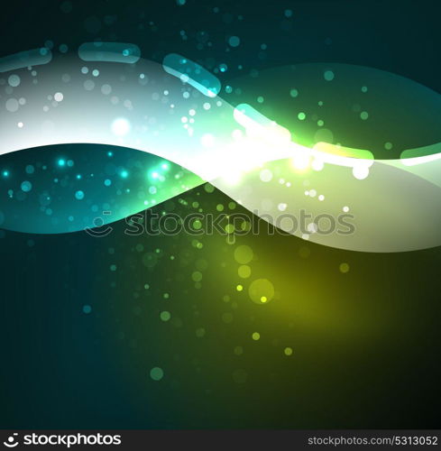 Vector glowing wave, smoke design wavy lines. Vector glowing wave, smoke design wavy lines. Shiny silk wavy line abstract background, wallpaper with wave shape and light effects, smooth style