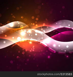 Vector glowing wave, smoke design wavy lines. Vector glowing wave, smoke design wavy lines. Shiny silk wavy line abstract background, wallpaper with wave shape and light effects, smooth style