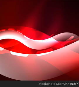 Vector glowing wave, smoke design wavy lines. Vector glowing wave, smoke design wavy lines. Shiny silk wavy line abstract background, wallpaper with wave shape and light effects, smooth style