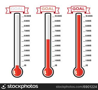 vector goal thermometers at different levels