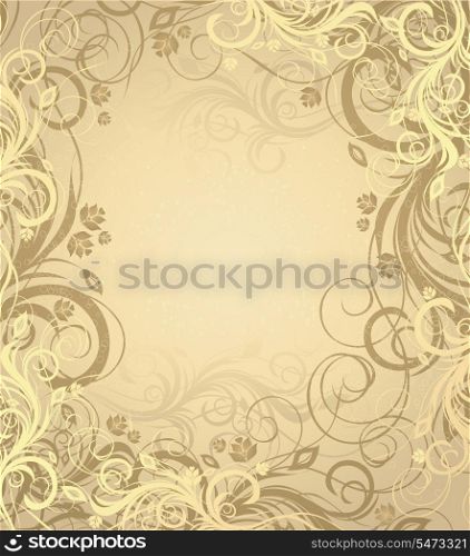 Vector gold and brown floral background with pattern