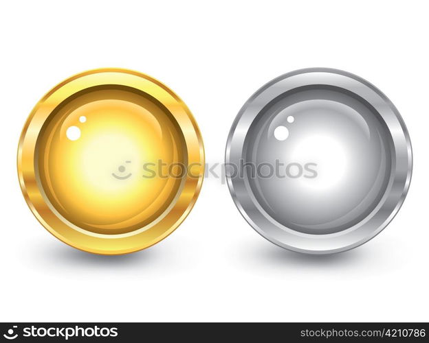 vector gold and silver glossy buttons