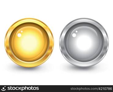 vector gold and silver glossy buttons